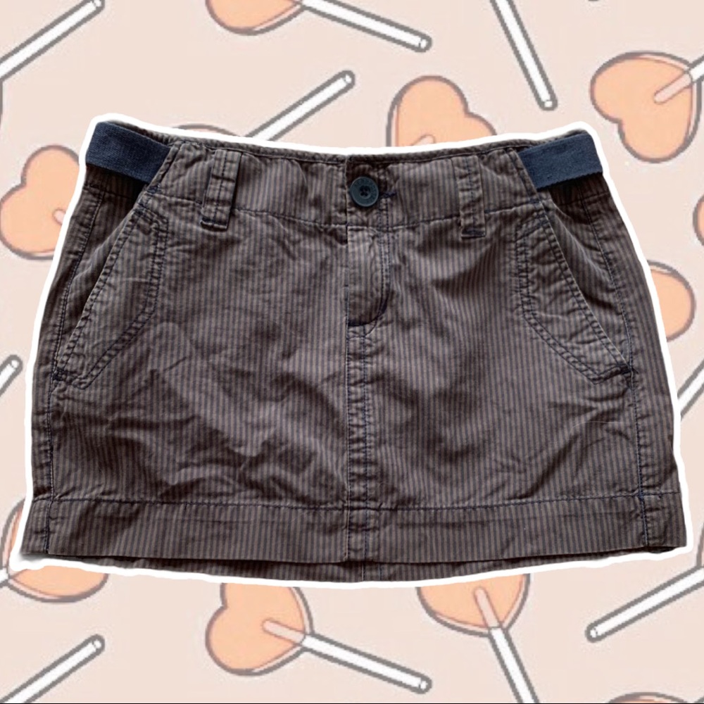 Brown and Navy Aeropostale Mini Skirt - Y2K